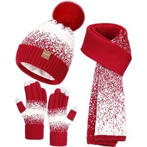 5288 Winter Beanie Hat Scarf Glovess Set For Women, 3 Pcs Warm